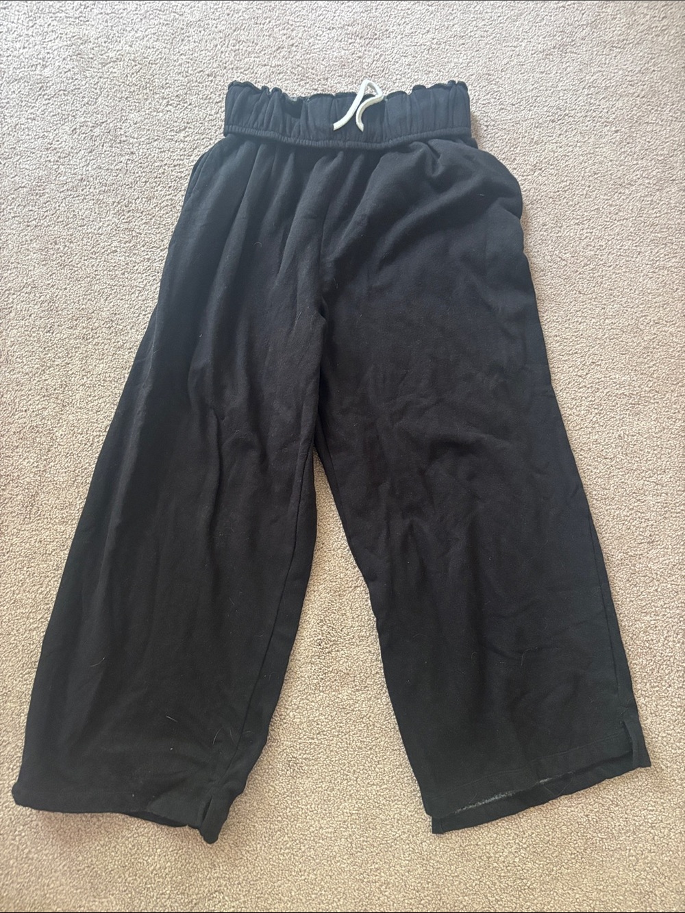 Black Wide-Leg Drawstring Pants - Brand Unspecified